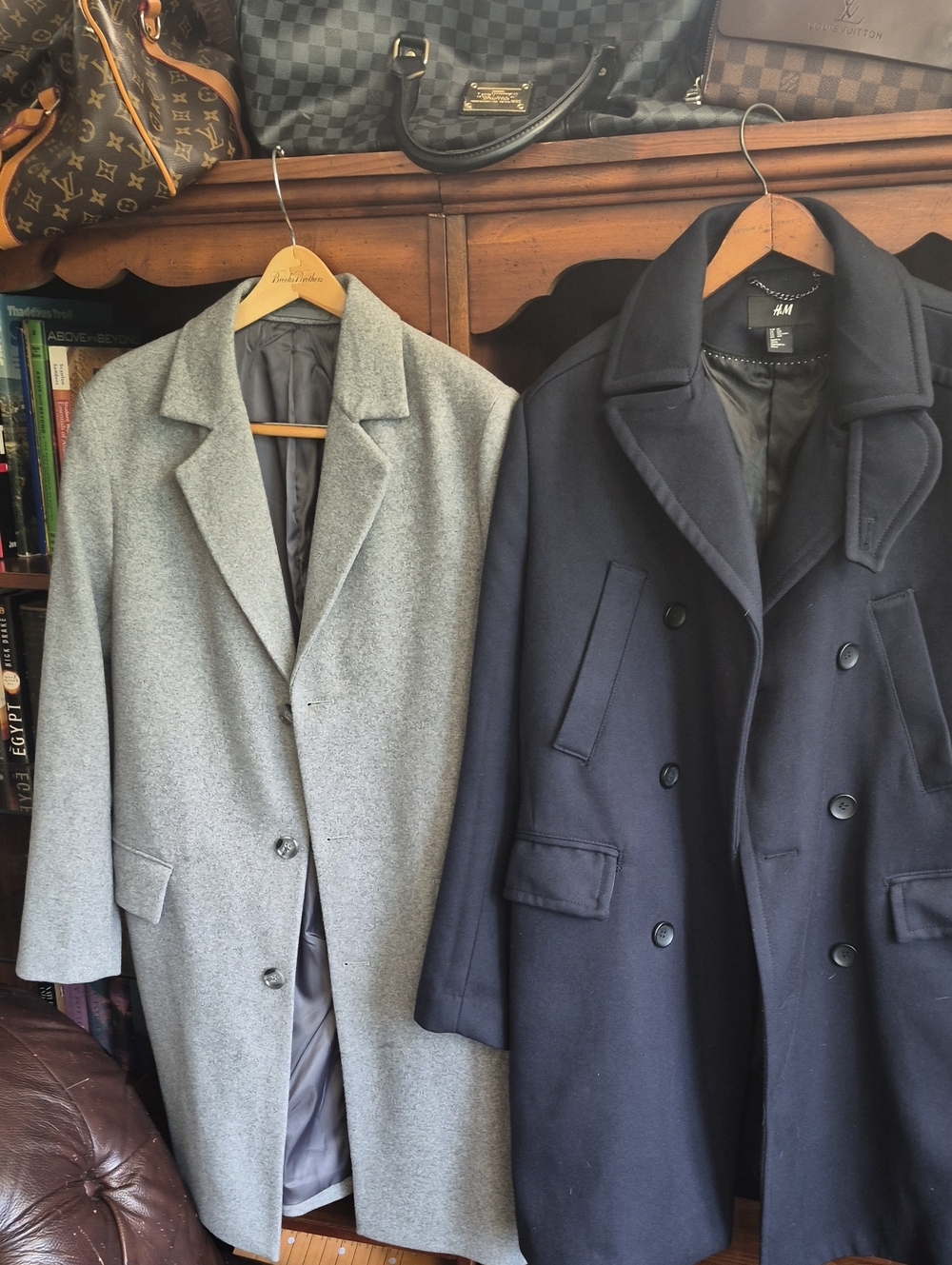 H&M Heritage Navy Double-Breasted Peacoat Trench Car Coat Vintage